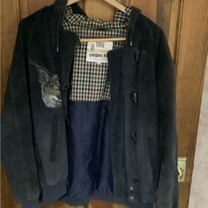 Unique hand painted London Fog black suede jacket